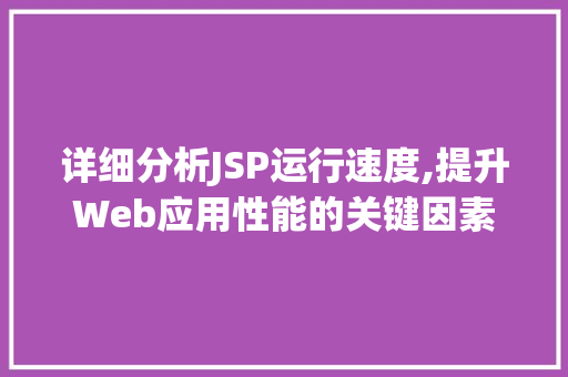 详细分析JSP运行速度,提升Web应用性能的关键因素