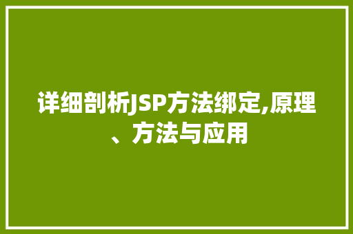 详细剖析JSP方法绑定,原理、方法与应用