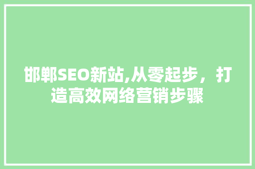 邯郸SEO新站,从零起步，打造高效网络营销步骤