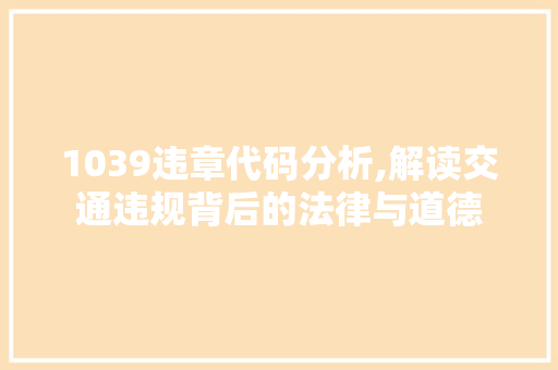 1039违章代码分析,解读交通违规背后的法律与道德