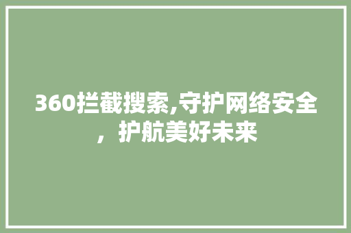 360拦截搜索,守护网络安全，护航美好未来
