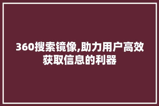 360搜索镜像,助力用户高效获取信息的利器
