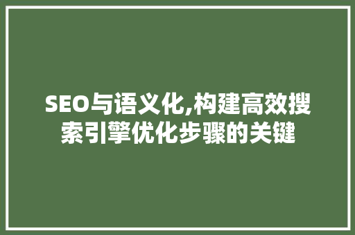 SEO与语义化,构建高效搜索引擎优化步骤的关键