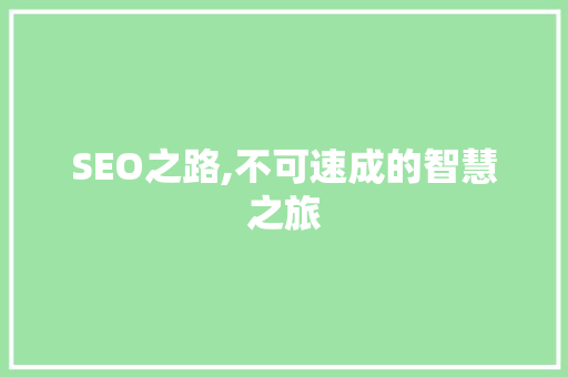SEO之路,不可速成的智慧之旅 SEO之路,不可速成的智慧之旅 GoogleSEO