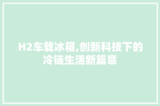 H2车载冰箱,创新科技下的冷链生活新篇章