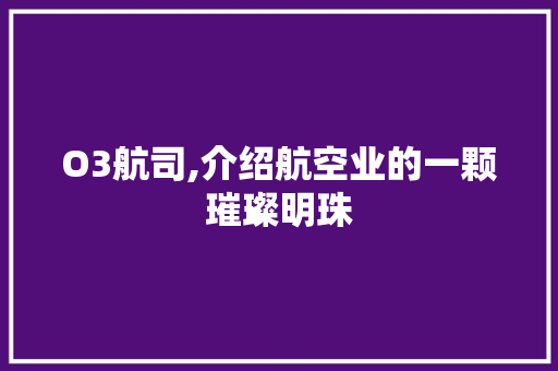 O3航司,介绍航空业的一颗璀璨明珠