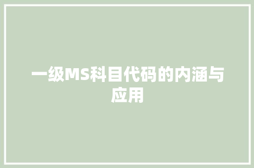 一级MS科目代码的内涵与应用 一级MS科目代码的内涵与应用 搜狗SEO