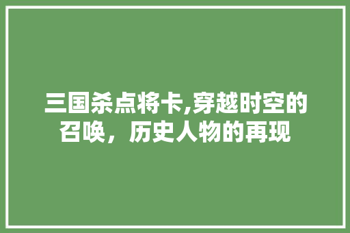 三国杀点将卡,穿越时空的召唤，历史人物的再现