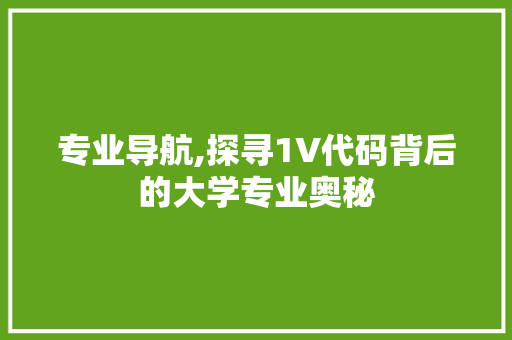 专业导航,探寻1V代码背后的大学专业奥秘