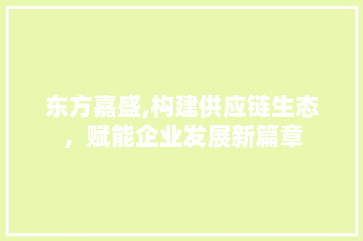 东方嘉盛,构建供应链生态，赋能企业发展新篇章