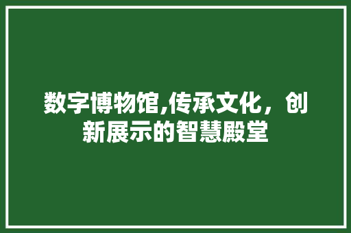 数字博物馆,传承文化，创新展示的智慧殿堂