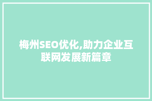 梅州SEO优化,助力企业互联网发展新篇章