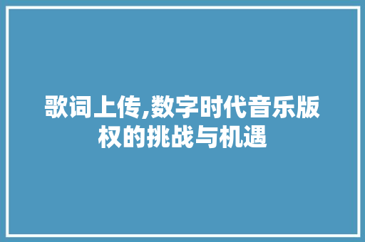 歌词上传,数字时代音乐版权的挑战与机遇