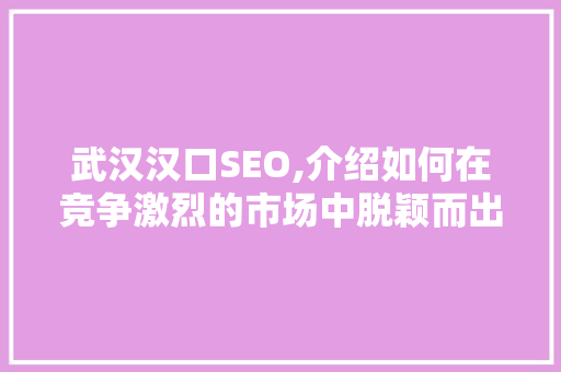 武汉汉口SEO,介绍如何在竞争激烈的市场中脱颖而出