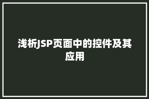 浅析JSP页面中的控件及其应用