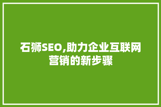 石狮SEO,助力企业互联网营销的新步骤