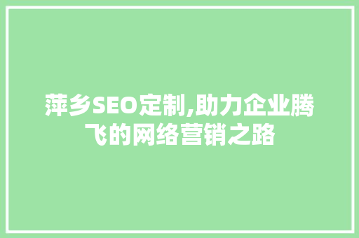 萍乡SEO定制,助力企业腾飞的网络营销之路