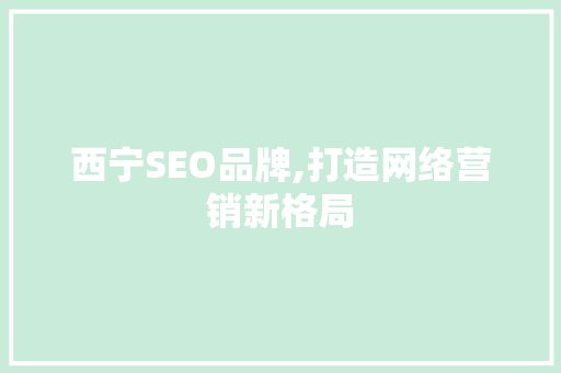 西宁SEO品牌,打造网络营销新格局