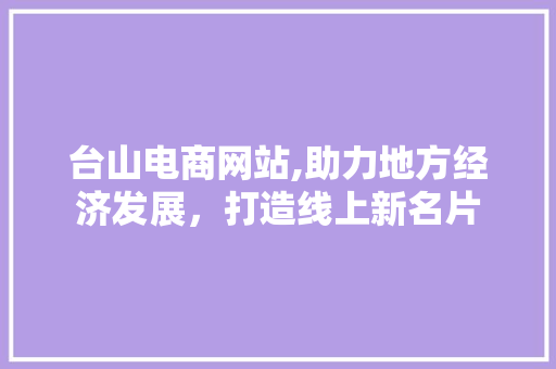 台山电商网站,助力地方经济发展，打造线上新名片