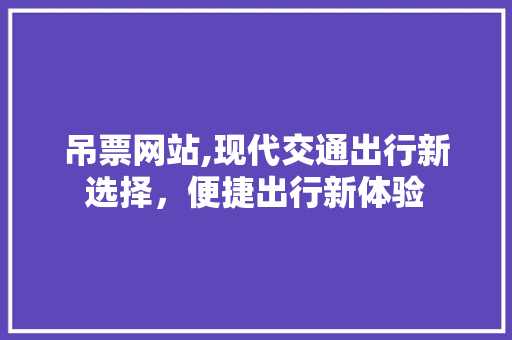 吊票网站,现代交通出行新选择，便捷出行新体验