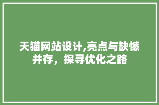 天猫网站设计,亮点与缺憾并存，探寻优化之路