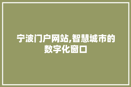 宁波门户网站,智慧城市的数字化窗口