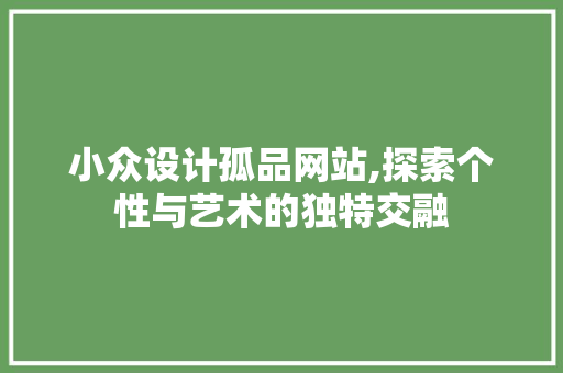 小众设计孤品网站,探索个性与艺术的独特交融