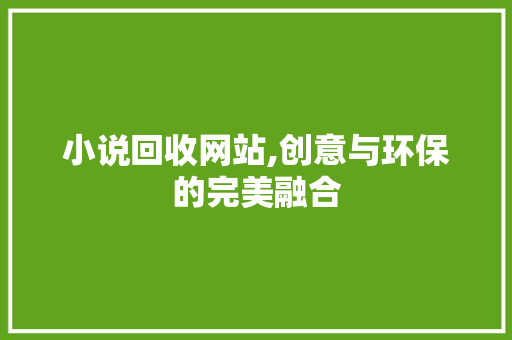 小说回收网站,创意与环保的完美融合 小说回收网站,创意与环保的完美融合 神马SEO