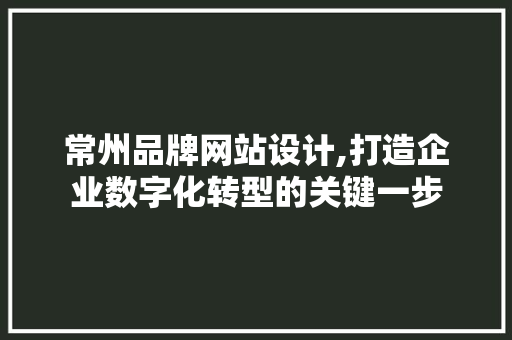 常州品牌网站设计,打造企业数字化转型的关键一步 常州品牌网站设计,打造企业数字化转型的关键一步 GoogleSEO