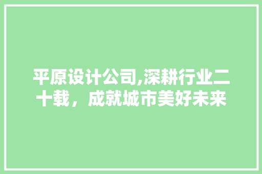 平原设计公司,深耕行业二十载，成就城市美好未来 平原设计公司,深耕行业二十载，成就城市美好未来 百度SEO