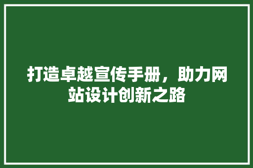 打造卓越宣传手册，助力网站设计创新之路