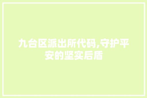 九台区派出所代码,守护平安的坚实后盾