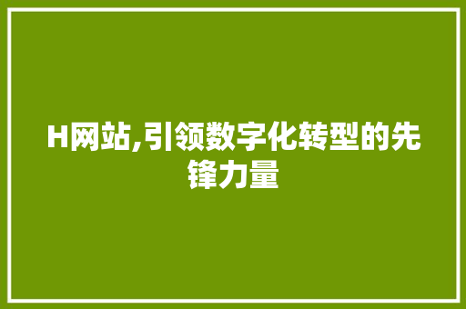 H网站,引领数字化转型的先锋力量 H网站,引领数字化转型的先锋力量 必应SEO