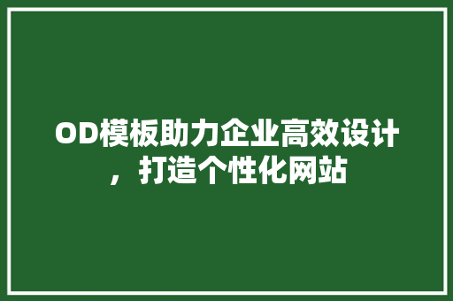 OD模板助力企业高效设计，打造个性化网站