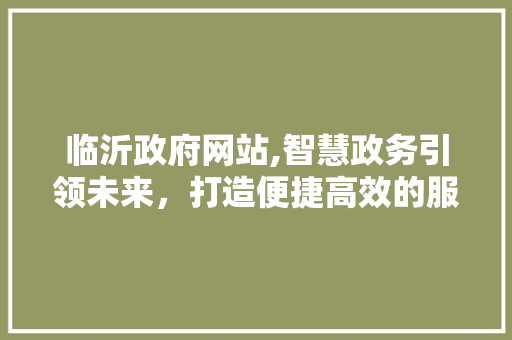 临沂政府网站,智慧政务引领未来，打造便捷高效的服务平台