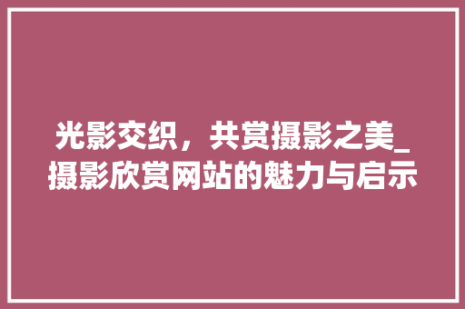 光影交织，共赏摄影之美_摄影欣赏网站的魅力与启示 光影交织，共赏摄影之美_摄影欣赏网站的魅力与启示 神马SEO