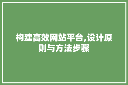 构建高效网站平台,设计原则与方法步骤 构建高效网站平台,设计原则与方法步骤 百度SEO