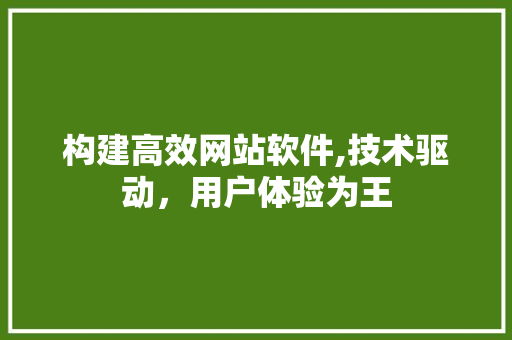构建高效网站软件,技术驱动，用户体验为王 构建高效网站软件,技术驱动，用户体验为王 百度SEO