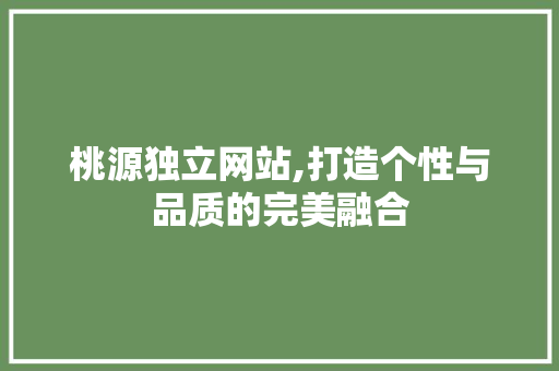 桃源独立网站,打造个性与品质的完美融合
