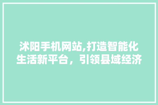 沭阳手机网站,打造智能化生活新平台，引领县域经济新潮流