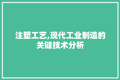 注塑工艺,现代工业制造的关键技术分析 注塑工艺,现代工业制造的关键技术分析 GoogleSEO