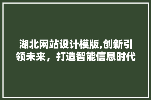 湖北网站设计模版,创新引领未来，打造智能信息时代新标杆