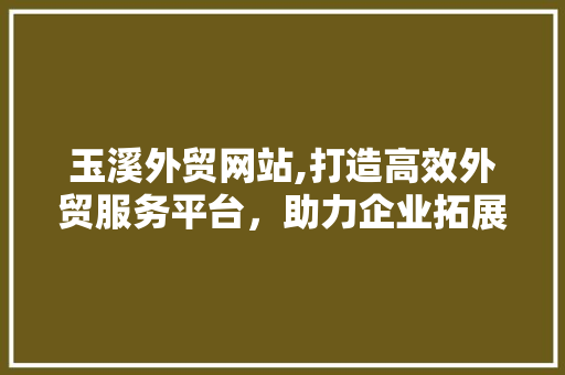 玉溪外贸网站,打造高效外贸服务平台，助力企业拓展全球市场 玉溪外贸网站,打造高效外贸服务平台，助力企业拓展全球市场 神马SEO