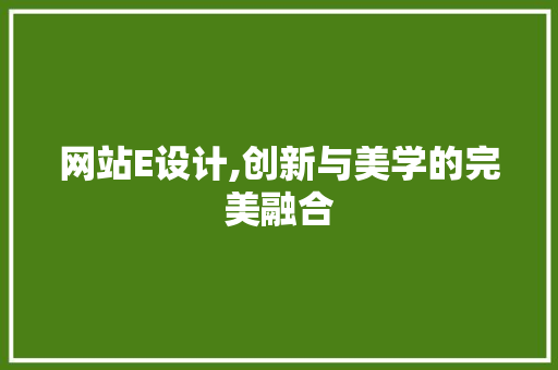 网站E设计,创新与美学的完美融合 网站E设计,创新与美学的完美融合 GoogleSEO