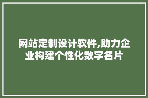 网站定制设计软件,助力企业构建个性化数字名片 网站定制设计软件,助力企业构建个性化数字名片 神马SEO