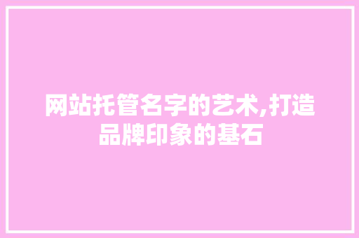网站托管名字的艺术,打造品牌印象的基石