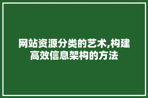 网站资源分类的艺术,构建高效信息架构的方法