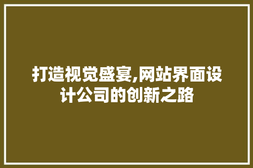 打造视觉盛宴,网站界面设计公司的创新之路