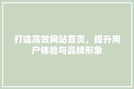 打造高效网站首页，提升用户体验与品牌形象 打造高效网站首页，提升用户体验与品牌形象 百度SEO