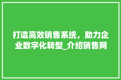 打造高效销售系统，助力企业数字化转型_介绍销售网站设计之路 打造高效销售系统，助力企业数字化转型_介绍销售网站设计之路 GoogleSEO
